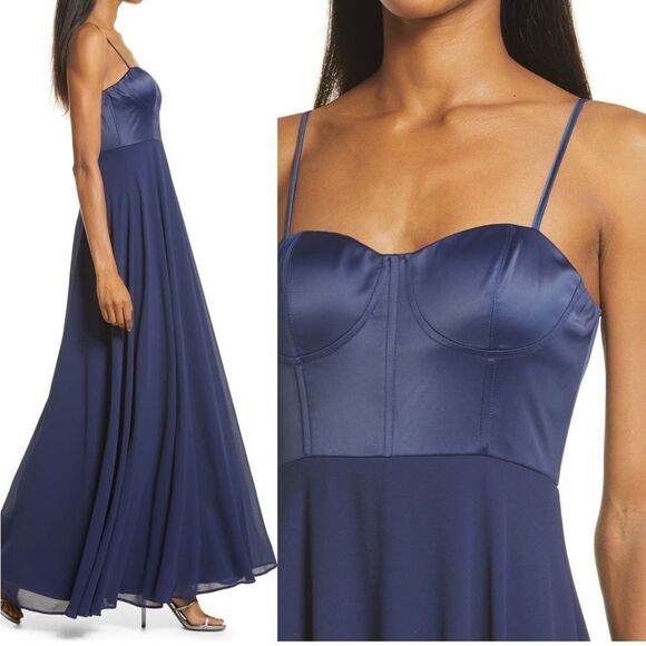 Lulus Best Part of Me Satin Bustier Chiffon Gown - Picture 2 of 10